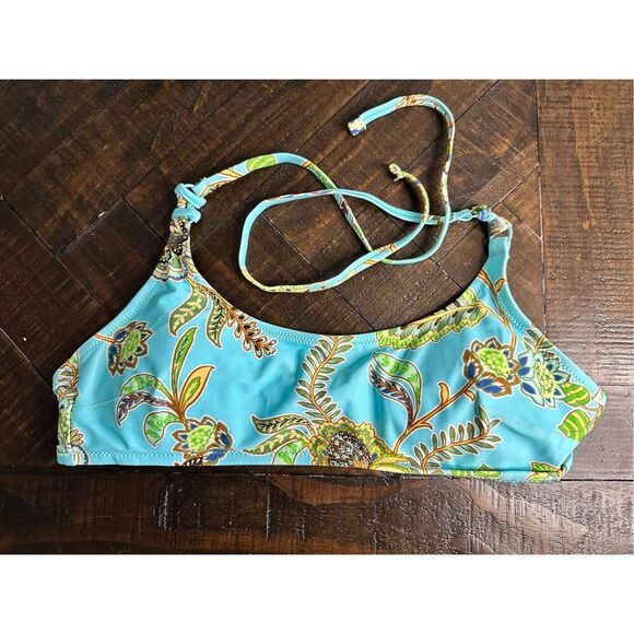 Aerie Blue Y2K Tropical Vibes Bikini Top Size Large NWOT - Picture 1 of 3